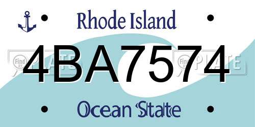 4BA7574 Rhode Island License Plate