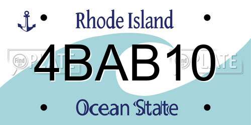 4BAB10 Rhode Island License Plate