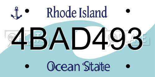 4BAD493 Rhode Island License Plate