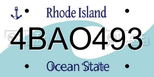 4BAO493 Rhode Island License Plate