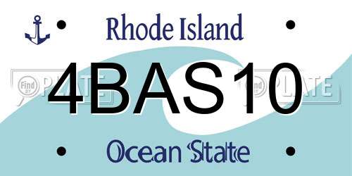 4BAS10 Rhode Island License Plate