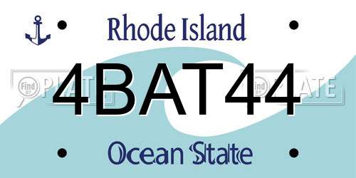 4BAT44 Rhode Island License Plate