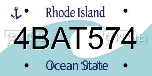 4BAT574 Rhode Island License Plate