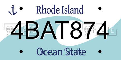 4BAT874 Rhode Island License Plate