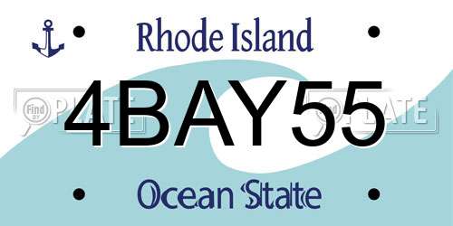 4BAY55 Rhode Island License Plate