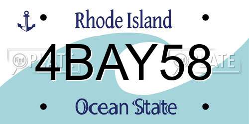 4BAY58 Rhode Island License Plate