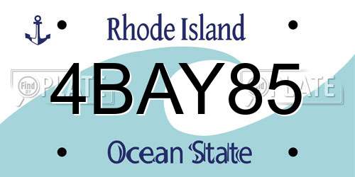 4BAY85 Rhode Island License Plate