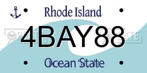 4BAY88 Rhode Island License Plate