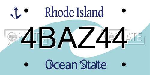 4BAZ44 Rhode Island License Plate