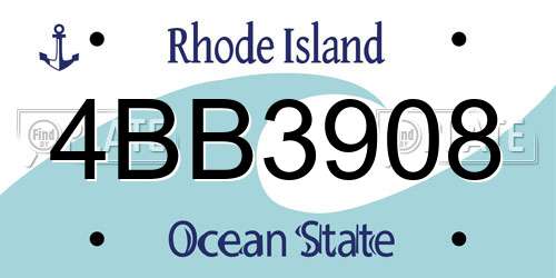 4BB3908 Rhode Island License Plate