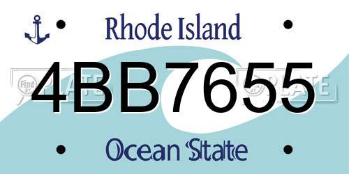 4BB7655 Rhode Island License Plate