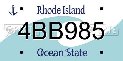 4BB985 Rhode Island License Plate