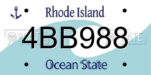 4BB988 Rhode Island License Plate