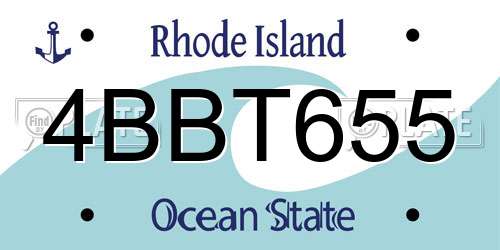 4BBT655 Rhode Island License Plate