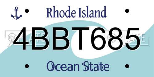 4BBT685 Rhode Island License Plate