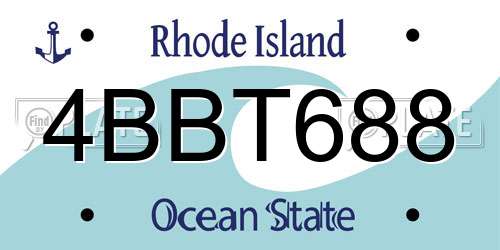 4BBT688 Rhode Island License Plate