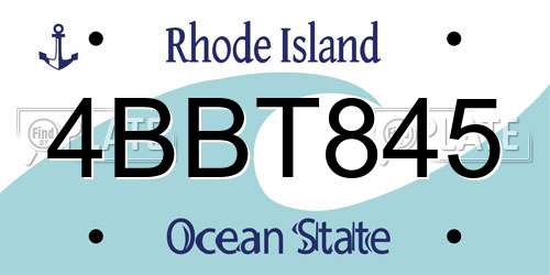 4BBT845 Rhode Island License Plate