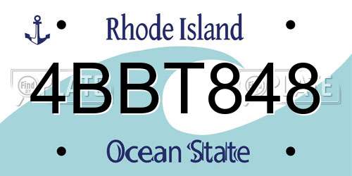 4BBT848 Rhode Island License Plate