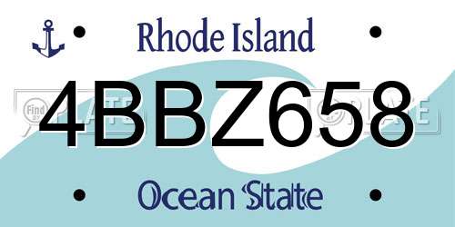 4BBZ658 Rhode Island License Plate