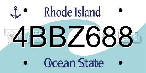 4BBZ688 Rhode Island License Plate