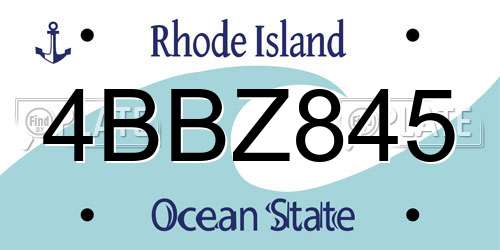 4BBZ845 Rhode Island License Plate