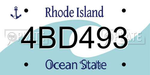4BD493 Rhode Island License Plate