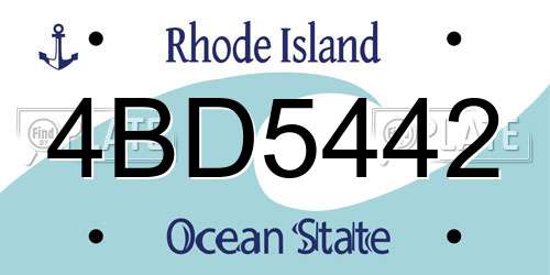 4BD5442 Rhode Island License Plate