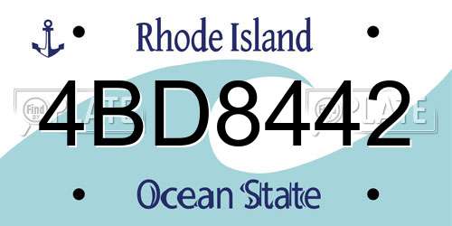 4BD8442 Rhode Island License Plate