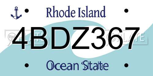 4BDZ367 Rhode Island License Plate