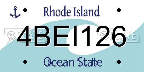 4BEI126 Rhode Island License Plate