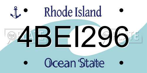 4BEI296 Rhode Island License Plate