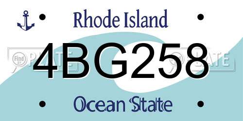 4BG258 Rhode Island License Plate