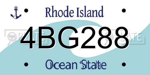 4BG288 Rhode Island License Plate