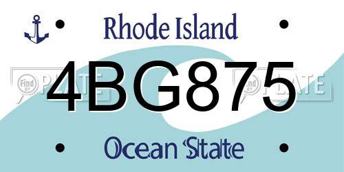 4BG875 Rhode Island License Plate