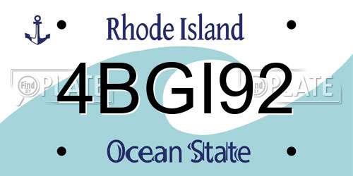 4BGI92 Rhode Island License Plate