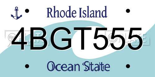 4BGT555 Rhode Island License Plate