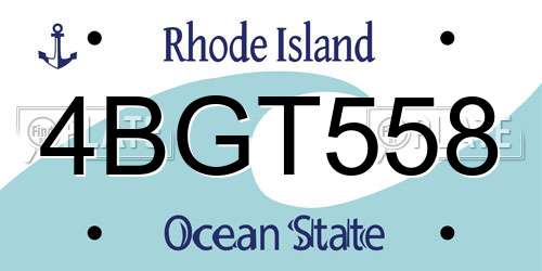 4BGT558 Rhode Island License Plate
