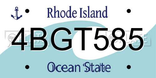 4BGT585 Rhode Island License Plate