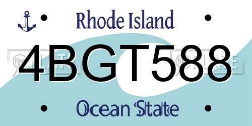 4BGT588 Rhode Island License Plate