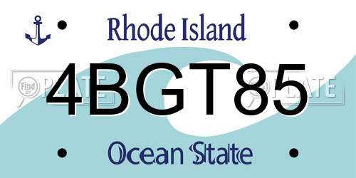 4BGT85 Rhode Island License Plate