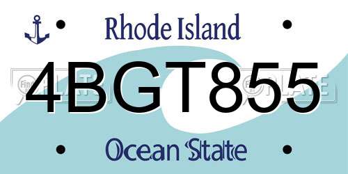4BGT855 Rhode Island License Plate