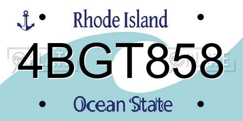 4BGT858 Rhode Island License Plate