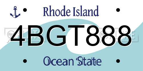 4BGT888 Rhode Island License Plate