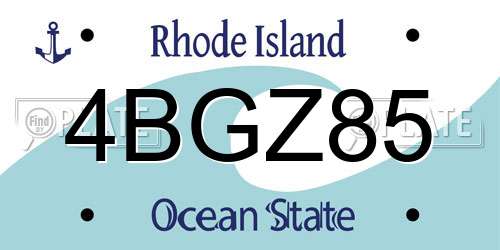 4BGZ85 Rhode Island License Plate