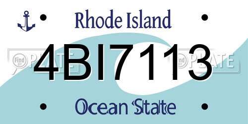 4BI7113 Rhode Island License Plate