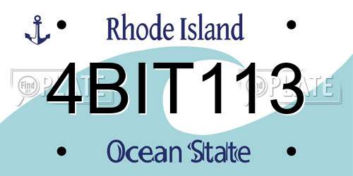 4BIT113 Rhode Island License Plate