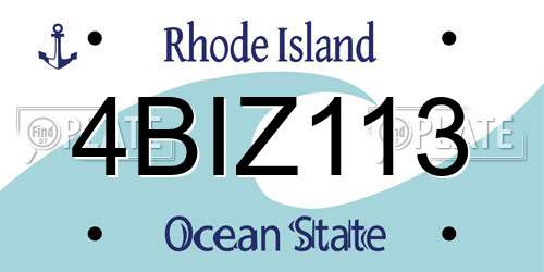 4BIZ113 Rhode Island License Plate