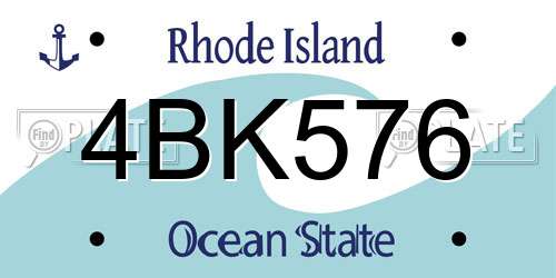 4BK576 Rhode Island License Plate
