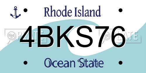 4BKS76 Rhode Island License Plate