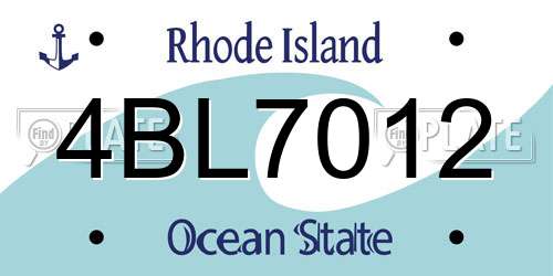 4BL7012 Rhode Island License Plate